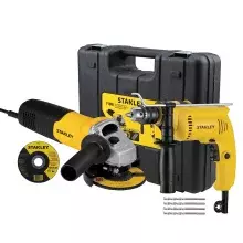 Kit Furadeira de Impacto 600W + Esmerilhadeira Angular 750W com Acessórios