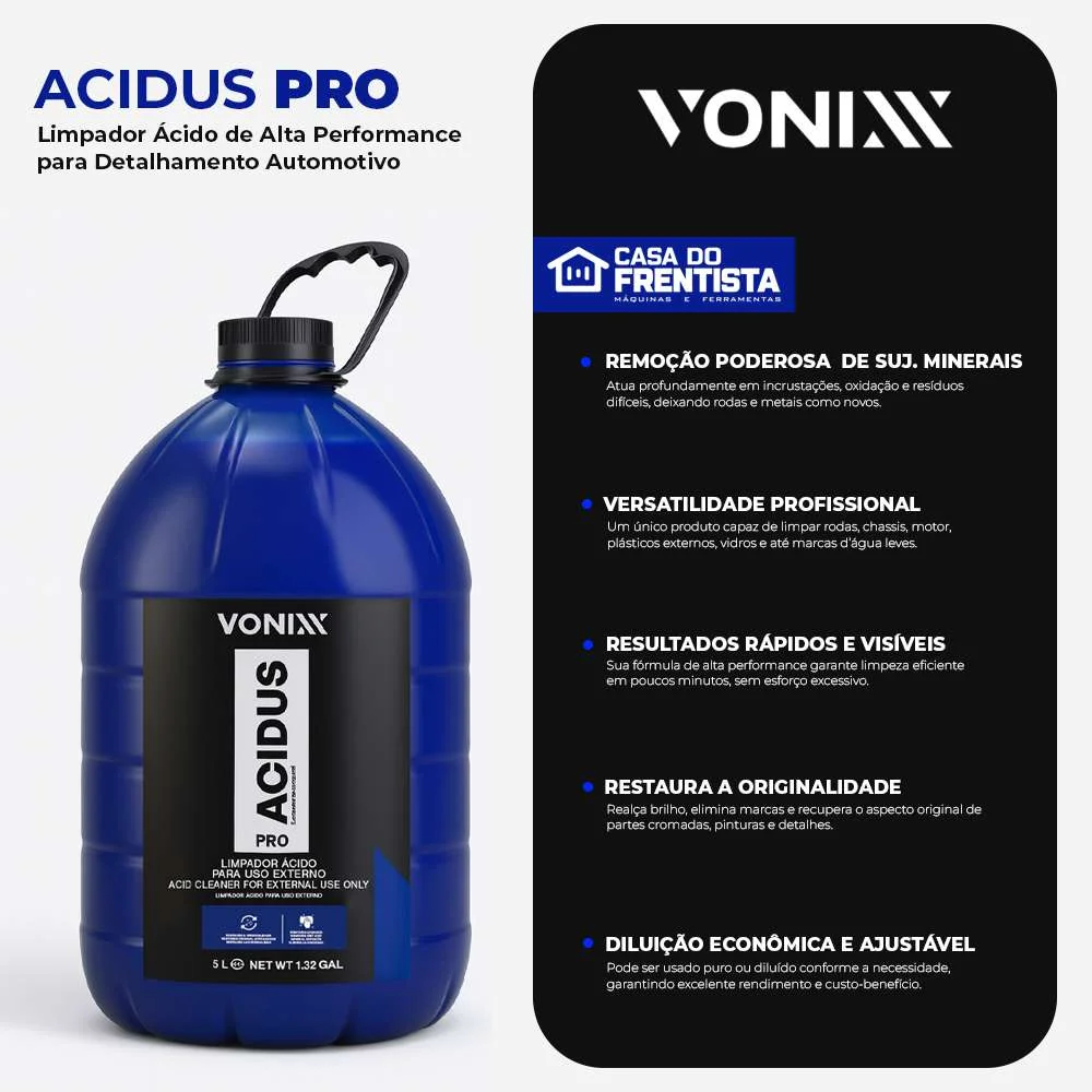 Acidus Pro 5L Limpador Acido Externo Vonixx