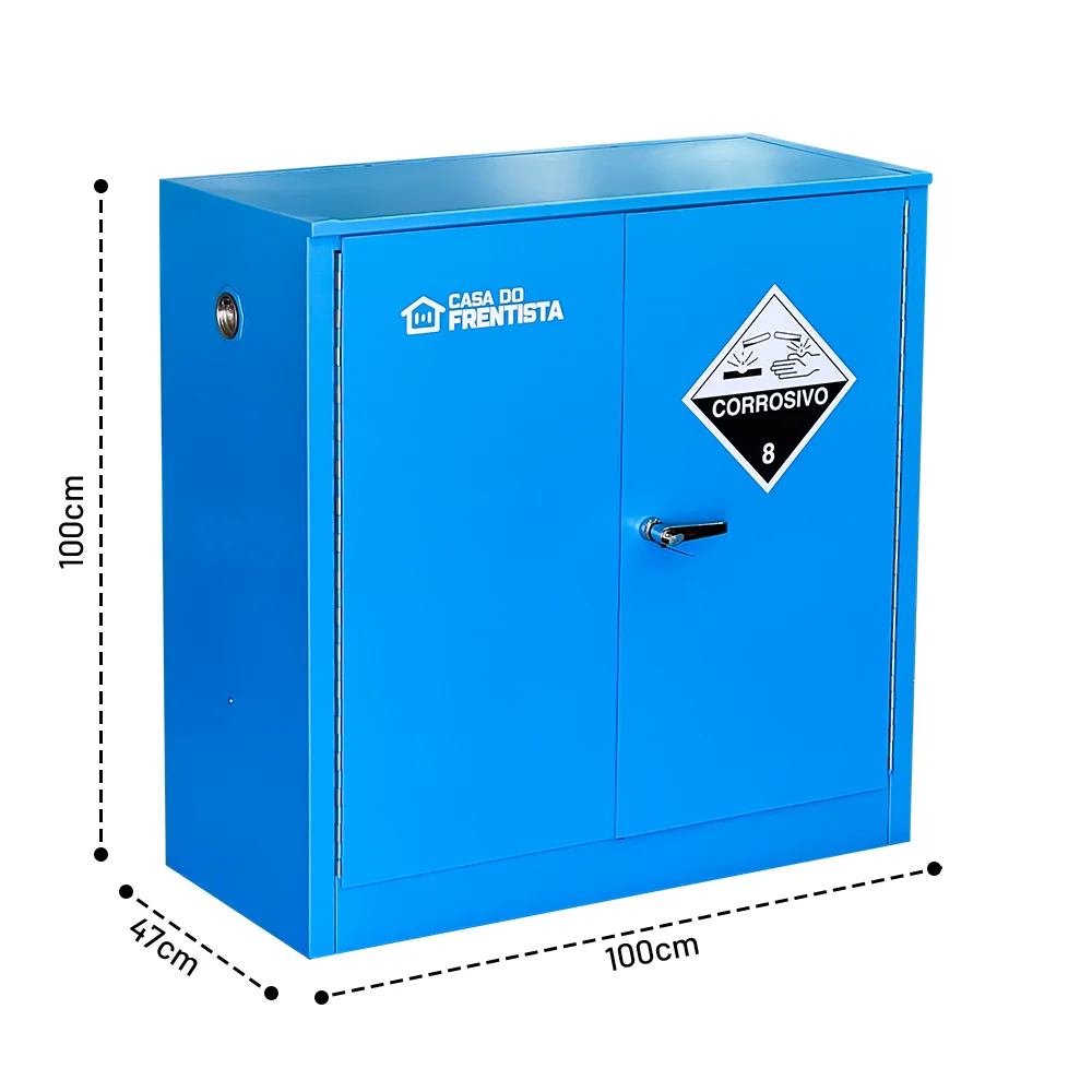 Armário Corta Fogo Azul 1,00 X 1,00 X 0,45 M com 01 Prateleira Redentor