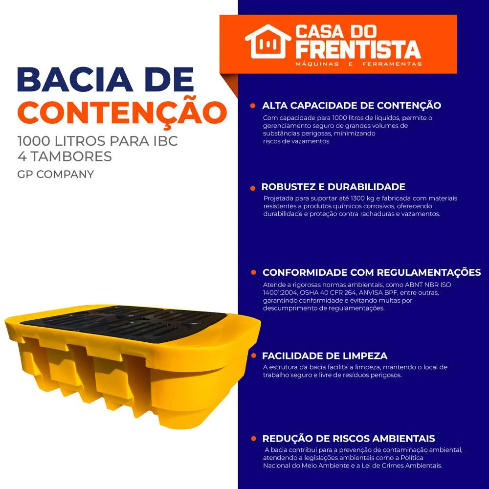 Bacia de Contenção 1000 Litros para Ibc / 4 Tambores