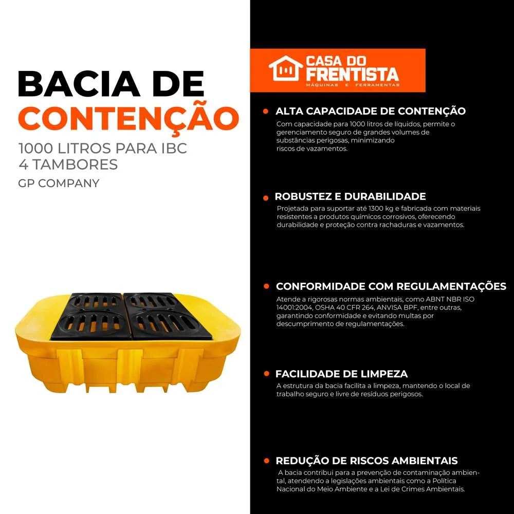 Bacia de Contenção 1000 Litros para Ibc / 4 Tambores