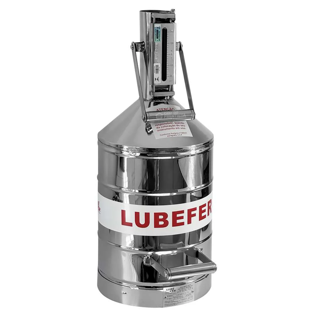 Balde Aferidor Inox 20 Litros com Inmetro para Combustível e Arla 32 Lubefer Lub-Med03