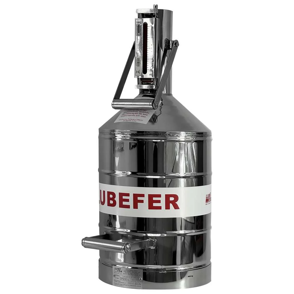 Balde Aferidor Inox 20 Litros com Inmetro para Combustível e Arla 32 Lubefer Lub-Med03
