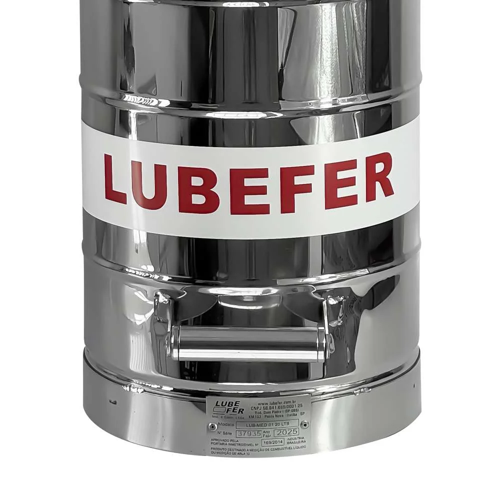 Balde Aferidor Inox 20 Litros com Inmetro para Combustível e Arla 32 Lubefer Lub-Med03