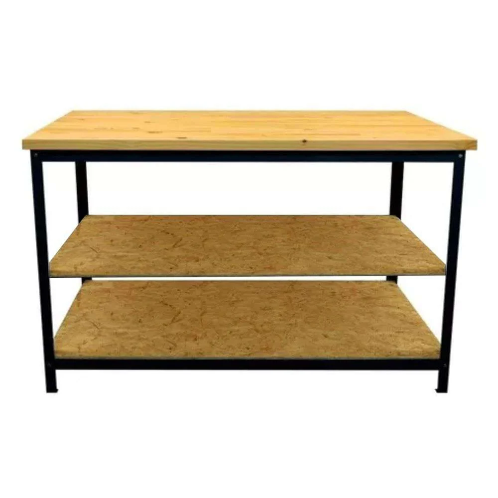 Bancada com Estrutura Metalica 160X60X90Cm Prateleira Dupla