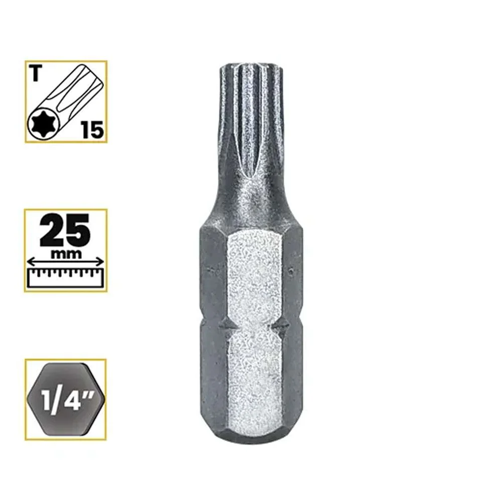Bits Torx T15 1/4" X 25Mm Alta Resistência Vip