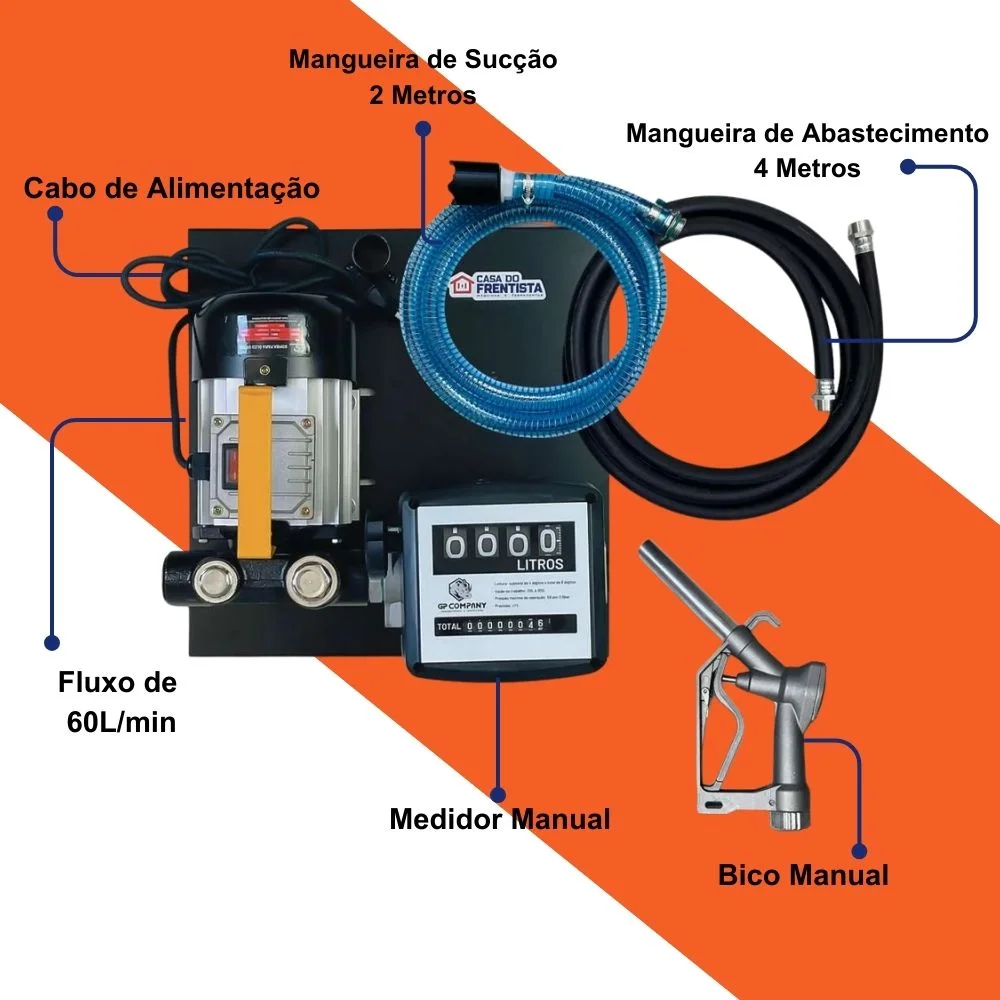 Bomba de Abastecimento Diesel 60L/Min 220V com Medidor e Bico Manual Gp Company