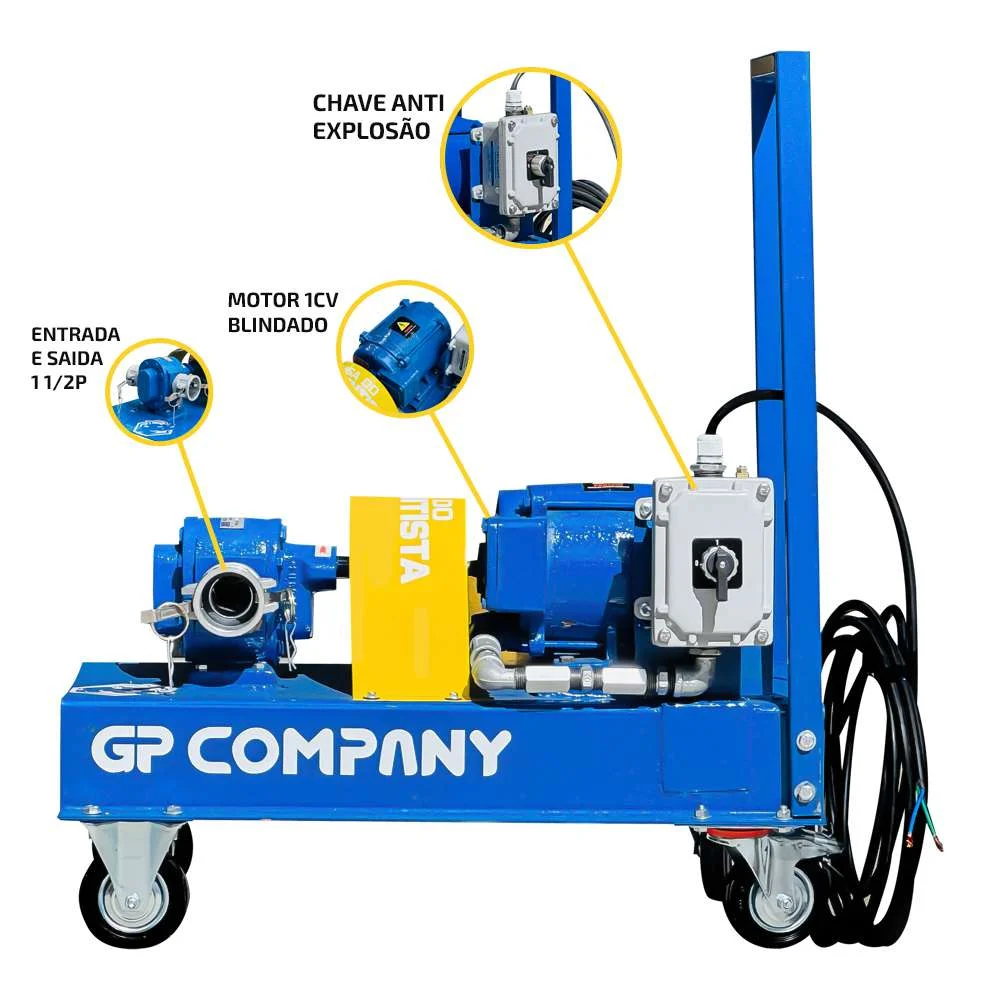Bomba de Transferencia com Carrinho 145L/Min Entrada e Saída de 1 1/2" Gp Company