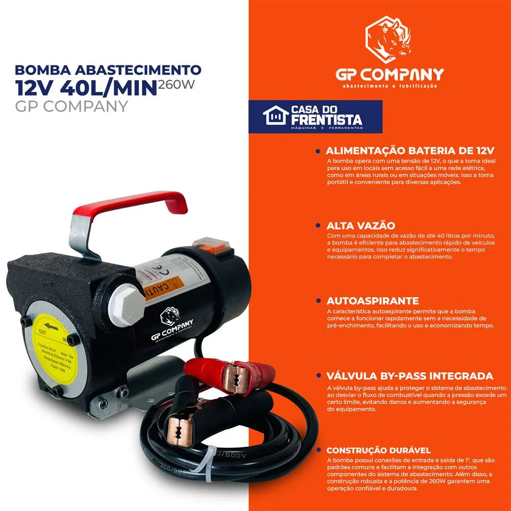 Bomba para Abastecimento de Diesel 12V 40L/Min Gp Company