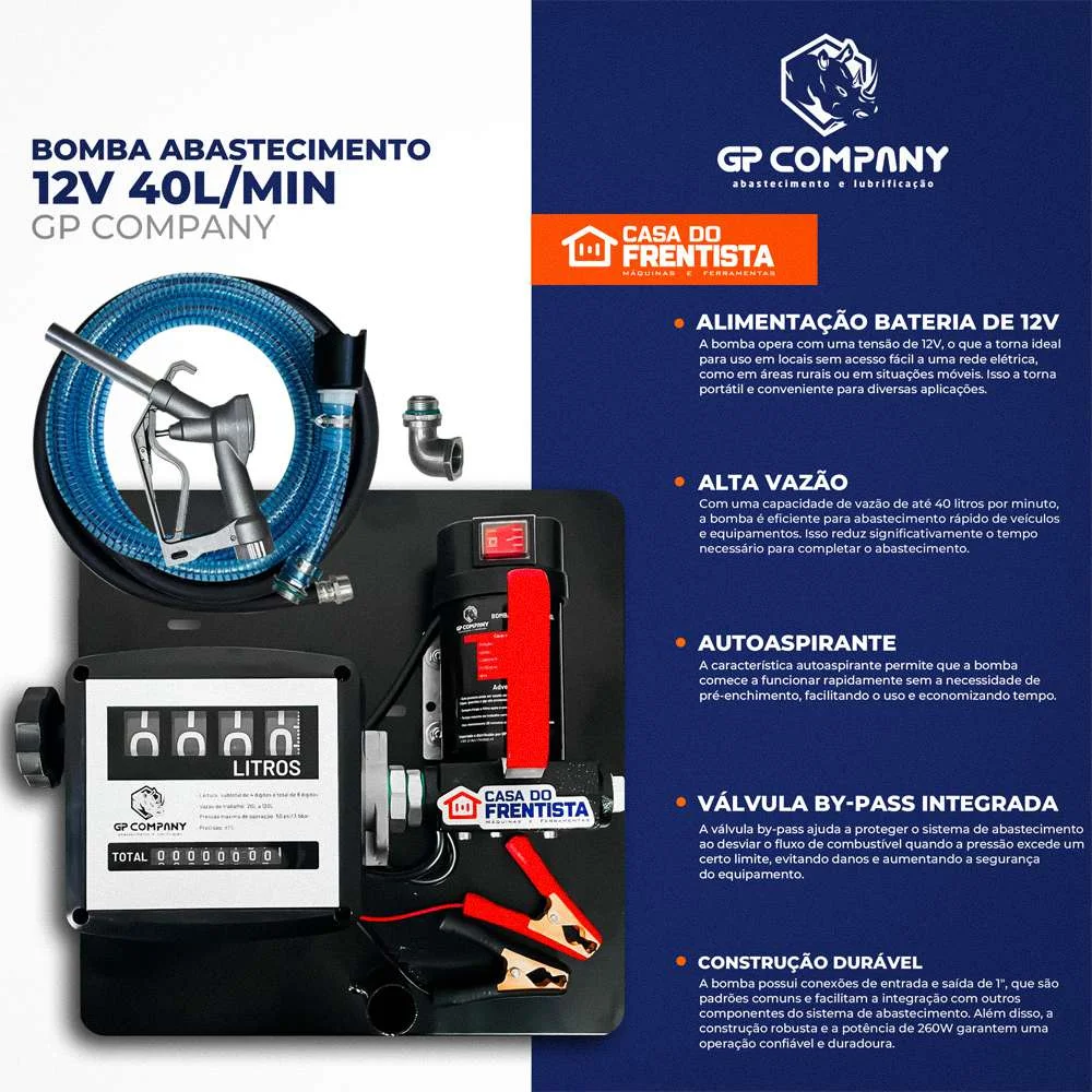 Bomba para Abastecimento de Diesel 12V 40L/Min Gp Company