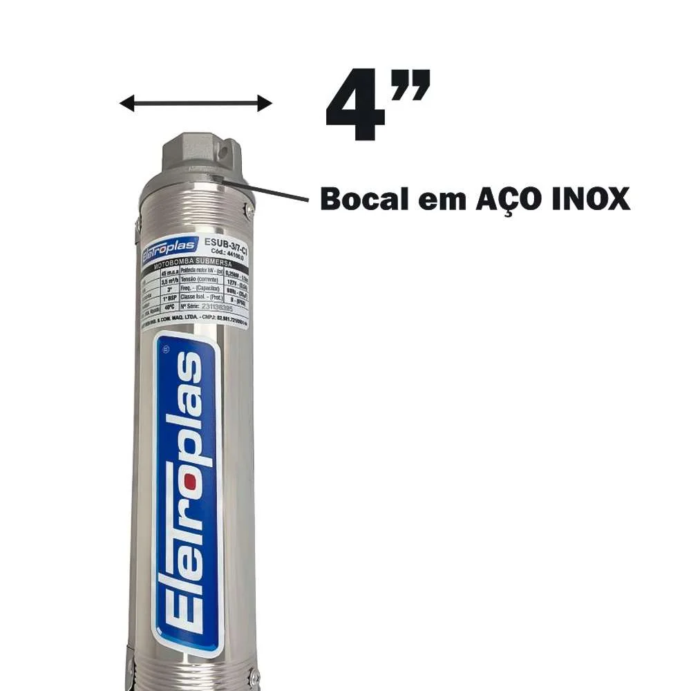 Bomba Submersa Caneta 7,5Cv Trif 220V 60Hz Esub-4/36-Tr Eletroplas