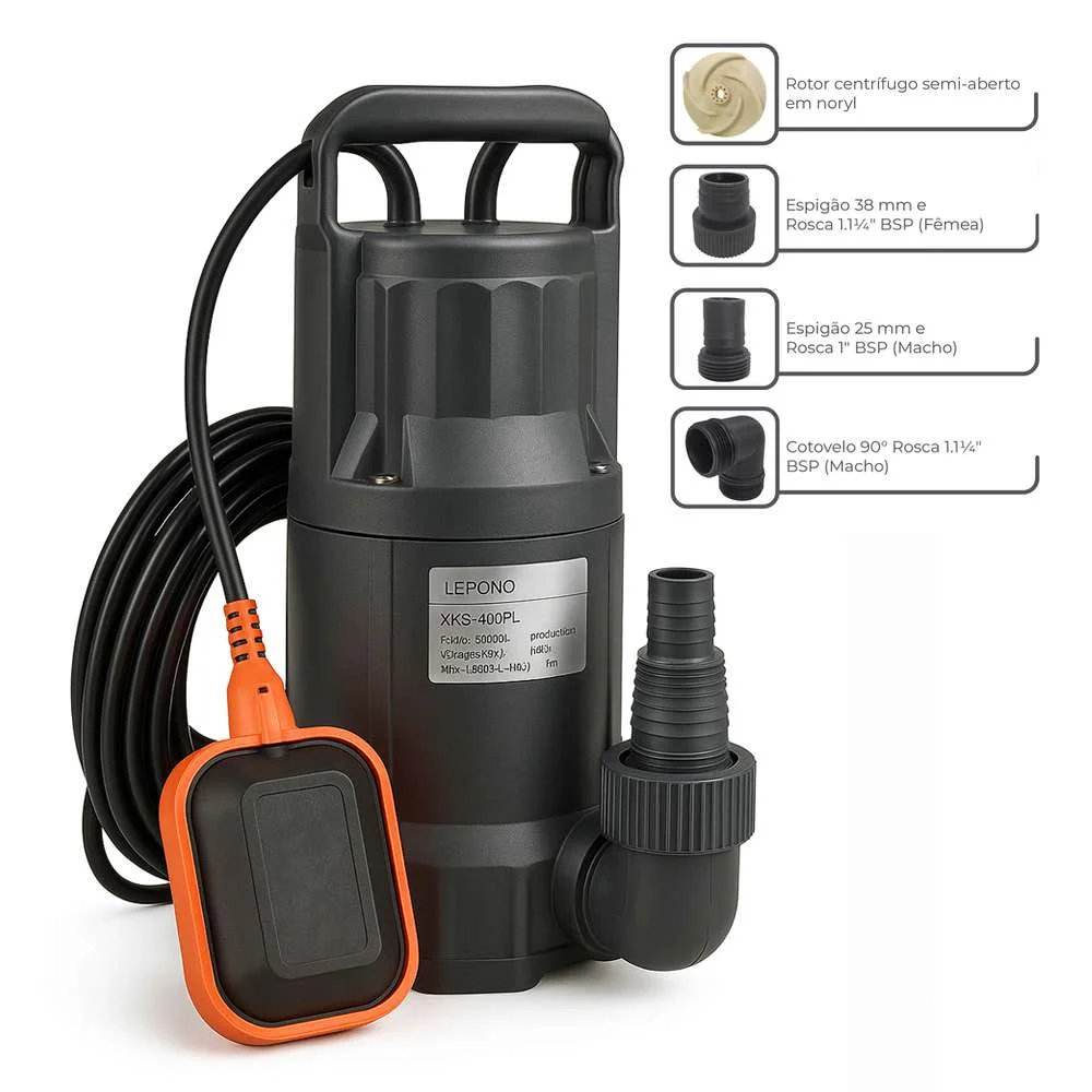Bomba Submersível Lepono para Água Limpa Xks-810Pl 10Hp Monofásico 220V