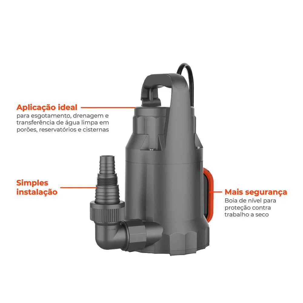 Bomba Submersível Lepono para Água Limpa Xks-810Pl 1,0Hp Monofásico 220V