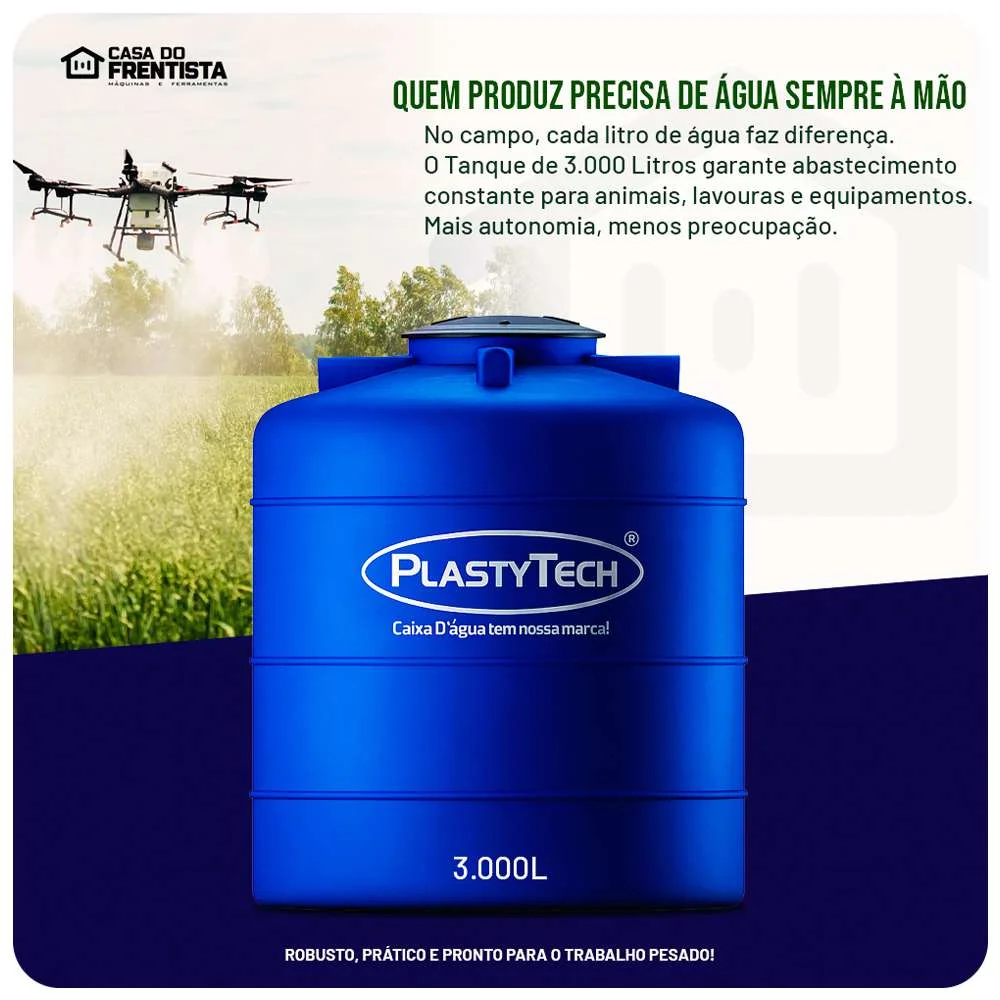 Caixa Dágua de Polietileno 3000L Plastytech