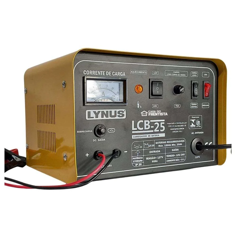 Carregador Bateria 127V Lynus Lcb-25 Portátil 12V