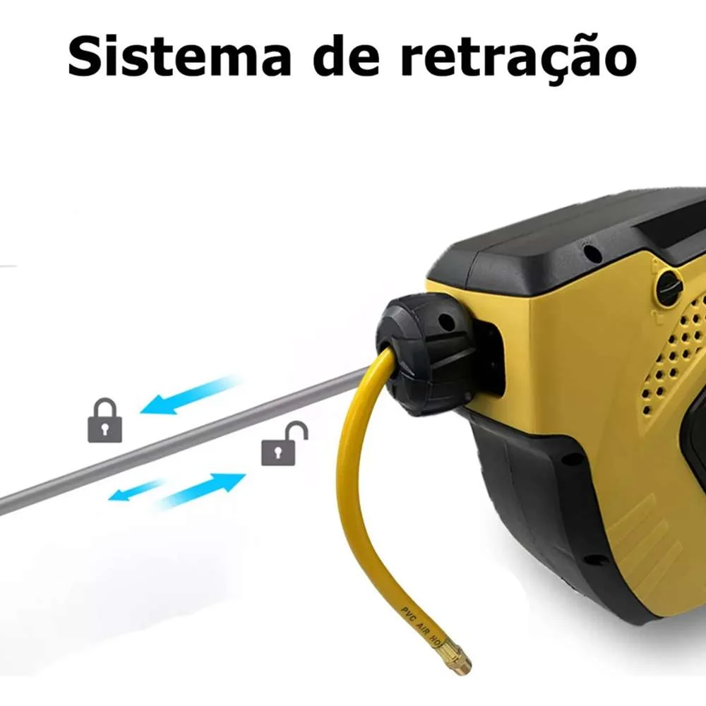 Carretel de Mangueira de Ar 5/16" X 15M com Conector 1/4" Rotta 376