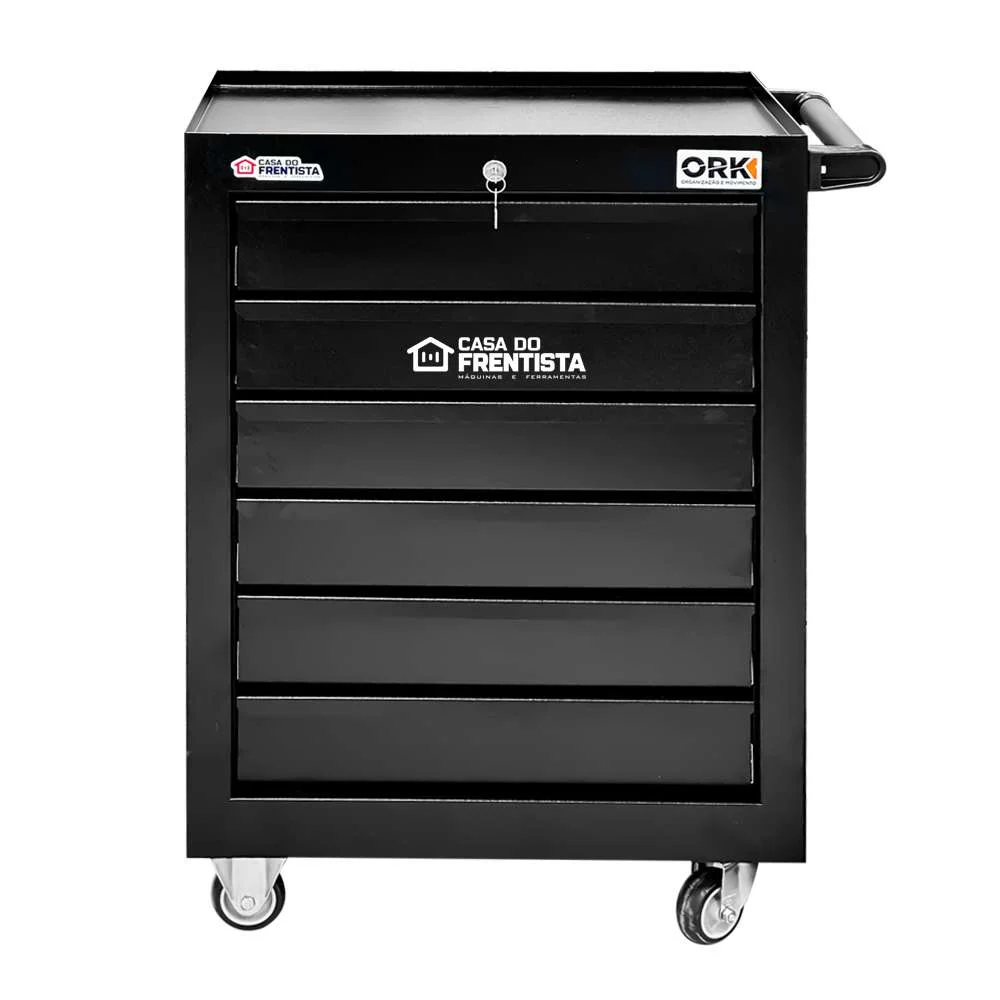 Carrinho de Ferramentas 6 Gavetas Fechado Preto Ork-041P