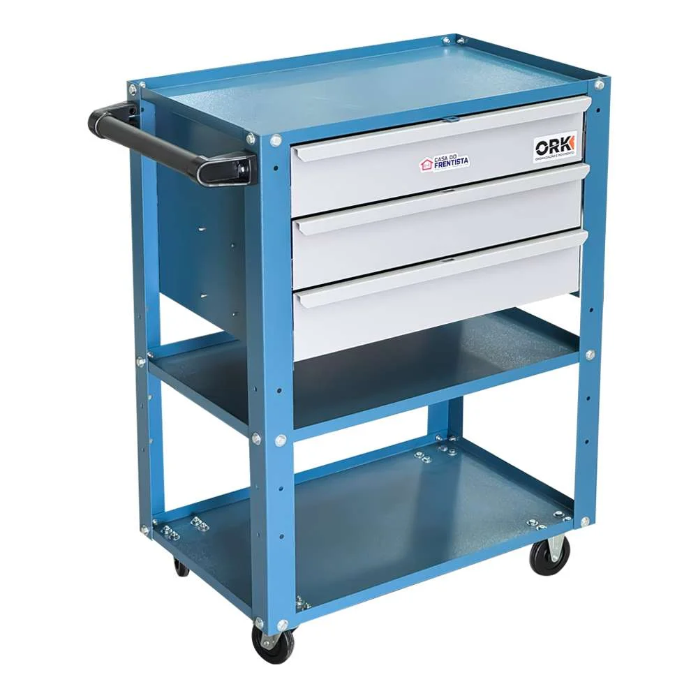 Carrinho de Ferramentas Aberto com 3 Gavetas 60X40X85Cm Ork Car-103