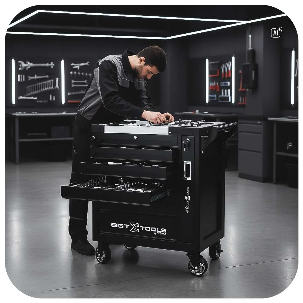 Carrinho de Ferramentas em Aço com 7 Gavetas Preto - Sigmatools