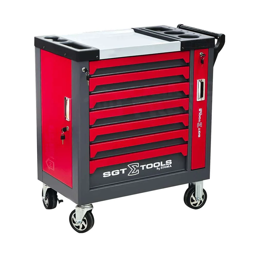 Carrinho de Ferramentas em Aço com 7 Gavetas Vermelho - Sigmatools