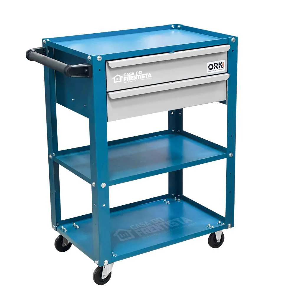 Carrinho para Ferramentas Aberto 2 Gavetas 60X40X85Cm Azul Car-102 Ork