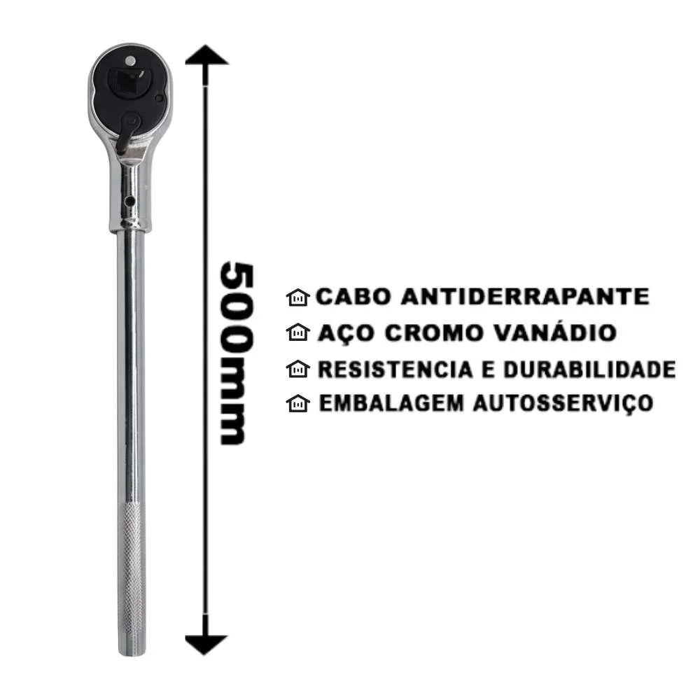 Catraca Reversível 3/4" Chave de Encaixe Profissional
