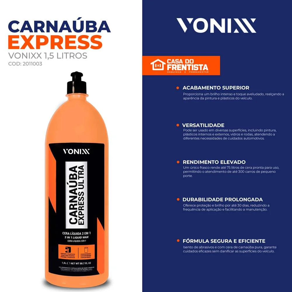 Cera Líquida Carnaúba Express Ultra 1,5L Vonixx