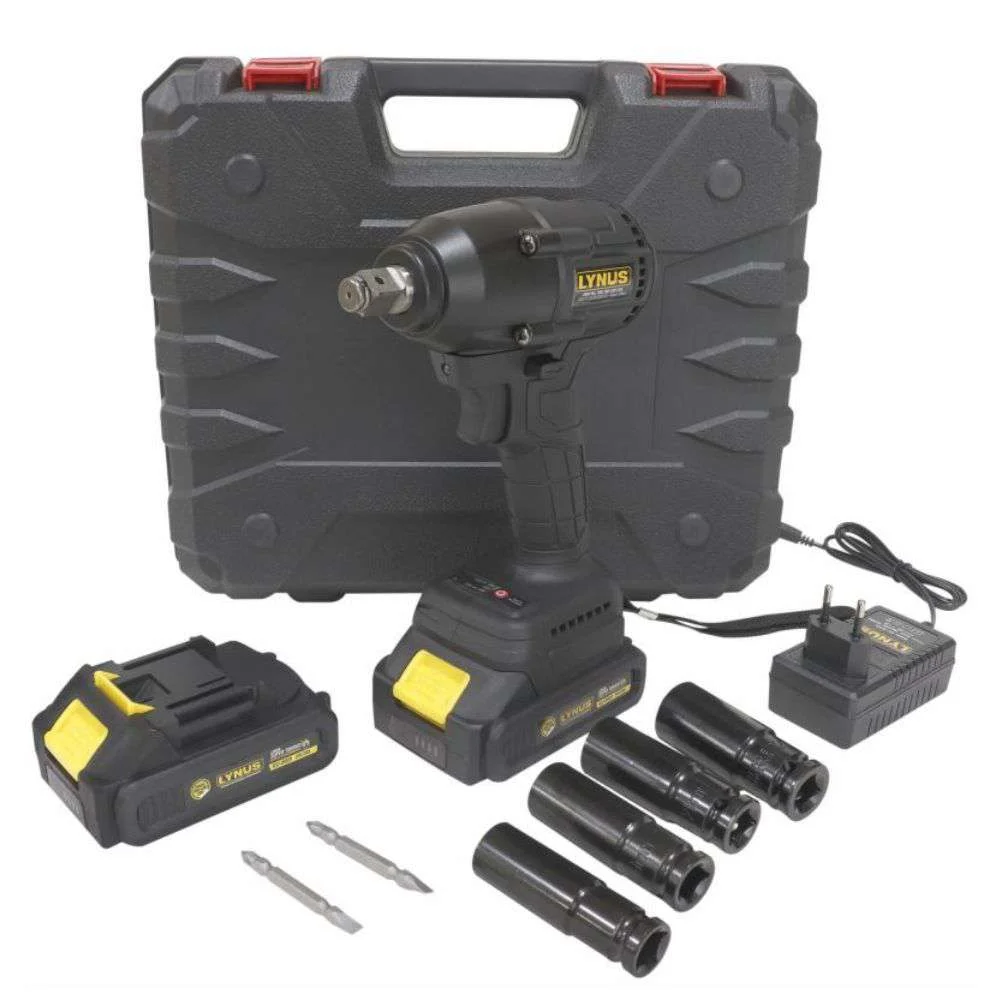 Chave de Impacto a Bateria 20V Lynus Icli-20850 Alta Performance, sem Fio e Linha Intercambiável