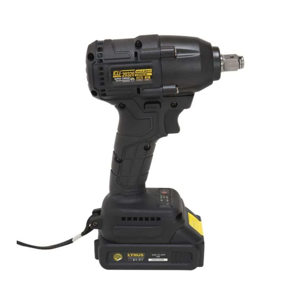 Chave de Impacto a Bateria 20V Lynus Icli-20850 Alta Performance, sem Fio e Linha Intercambiável