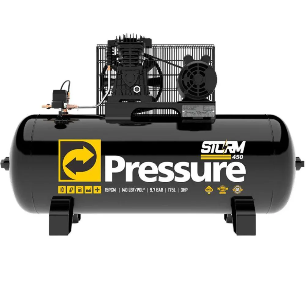 Compressor 15 Pés 140Psi 175L Trif. Storm 450 Pressure