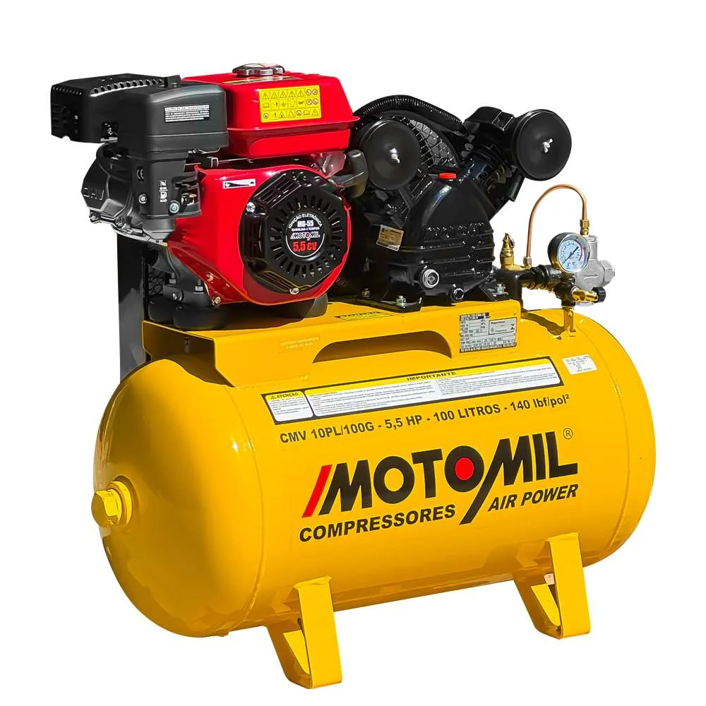 Compressor a Gasolina 7Hp 10 Pés 100 Litros 140Lbs Motomil