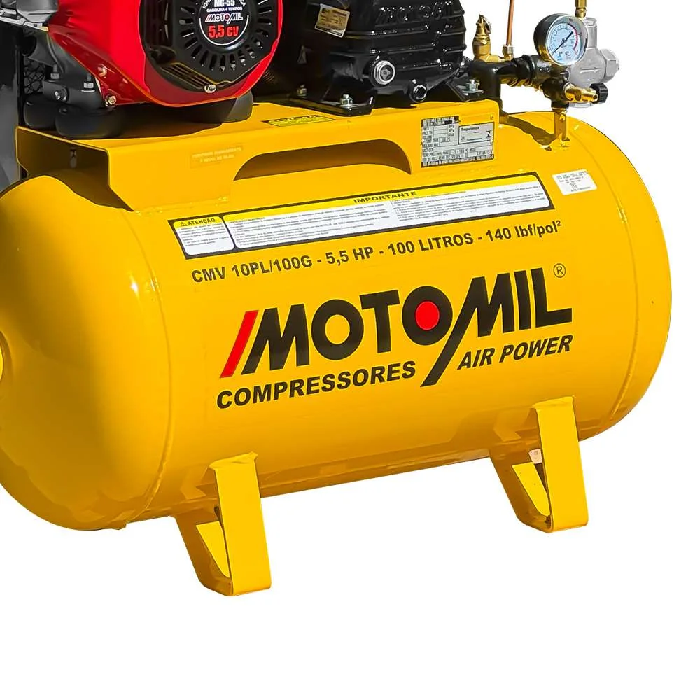Compressor a Gasolina 7Hp 10 Pés 100 Litros 140Lbs Motomil