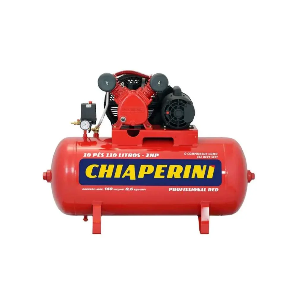 Compressor de Ar 10 Pés 110L 2Hp Monofásico 110/220V Chiaperini