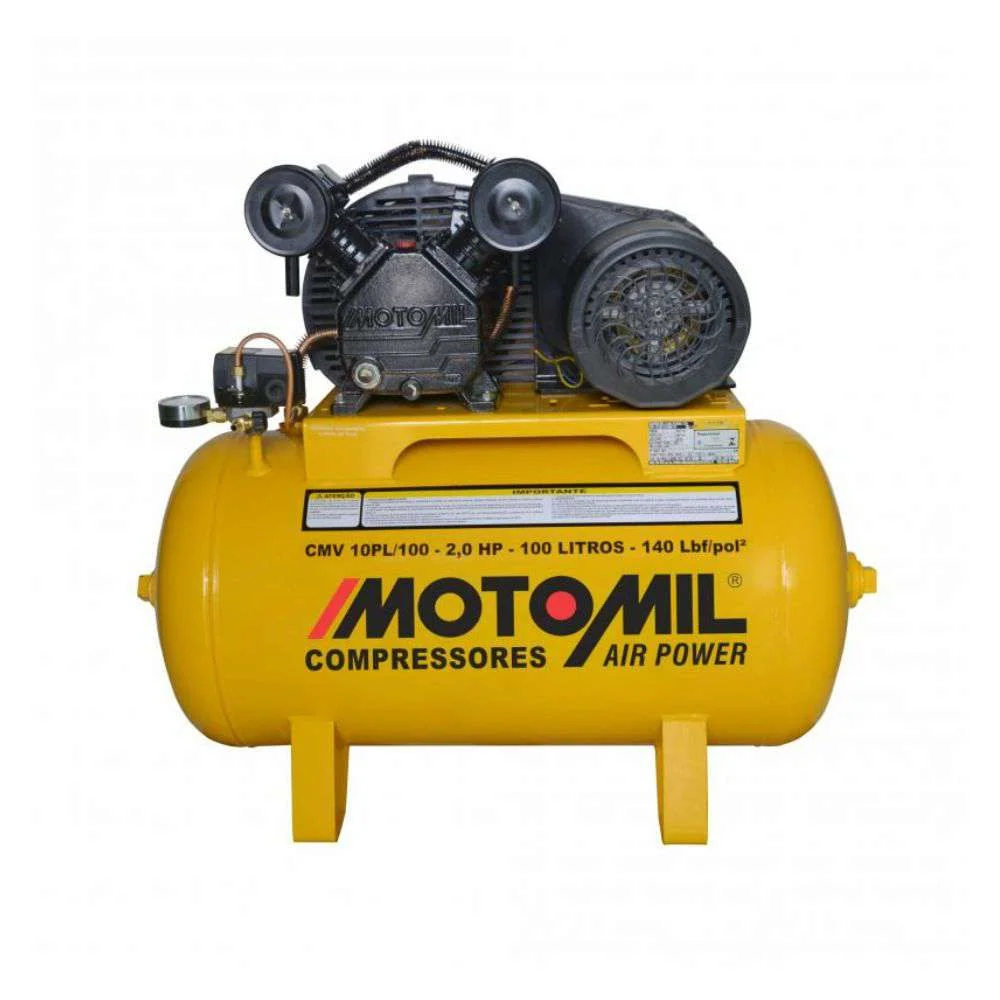 Compressor de Ar 10 Pés 2Hp 100L 220V Motomil