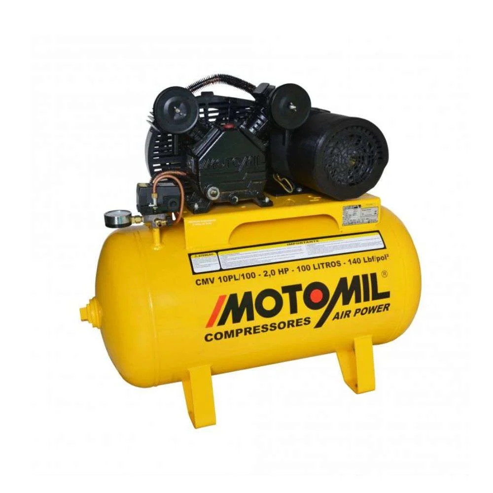 Compressor de Ar 10 Pés 2Hp 100L 220V Motomil