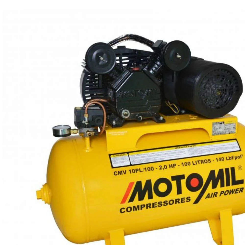 Compressor de Ar 10 Pés 2Hp 100L 220V Motomil