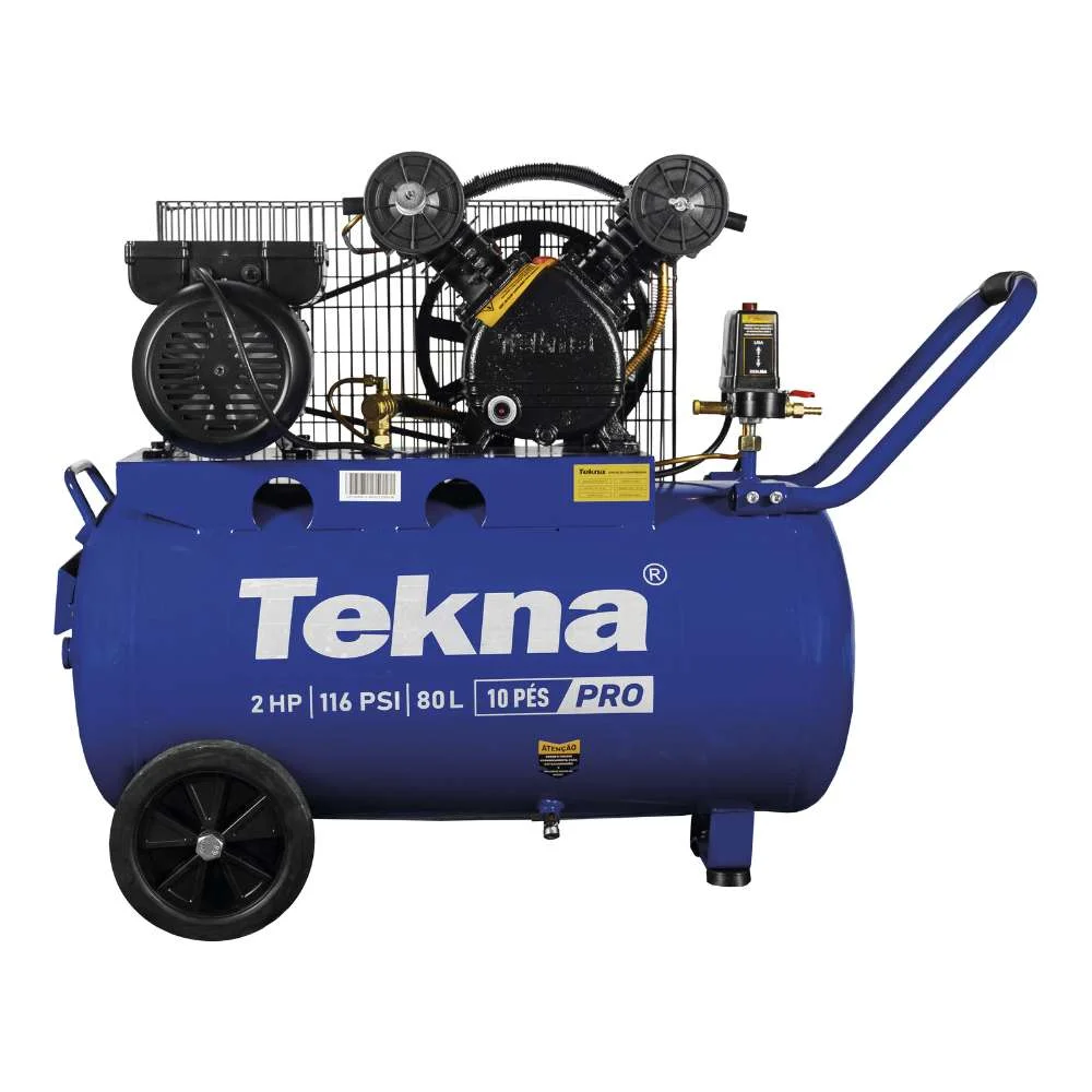 Compressor de Ar 10 Pés 2Hp 80L 127V Tekna