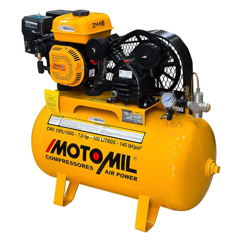 Compressor de Ar 10 Pés a Gasolina 7 Hp 100L Air Power Motomil
