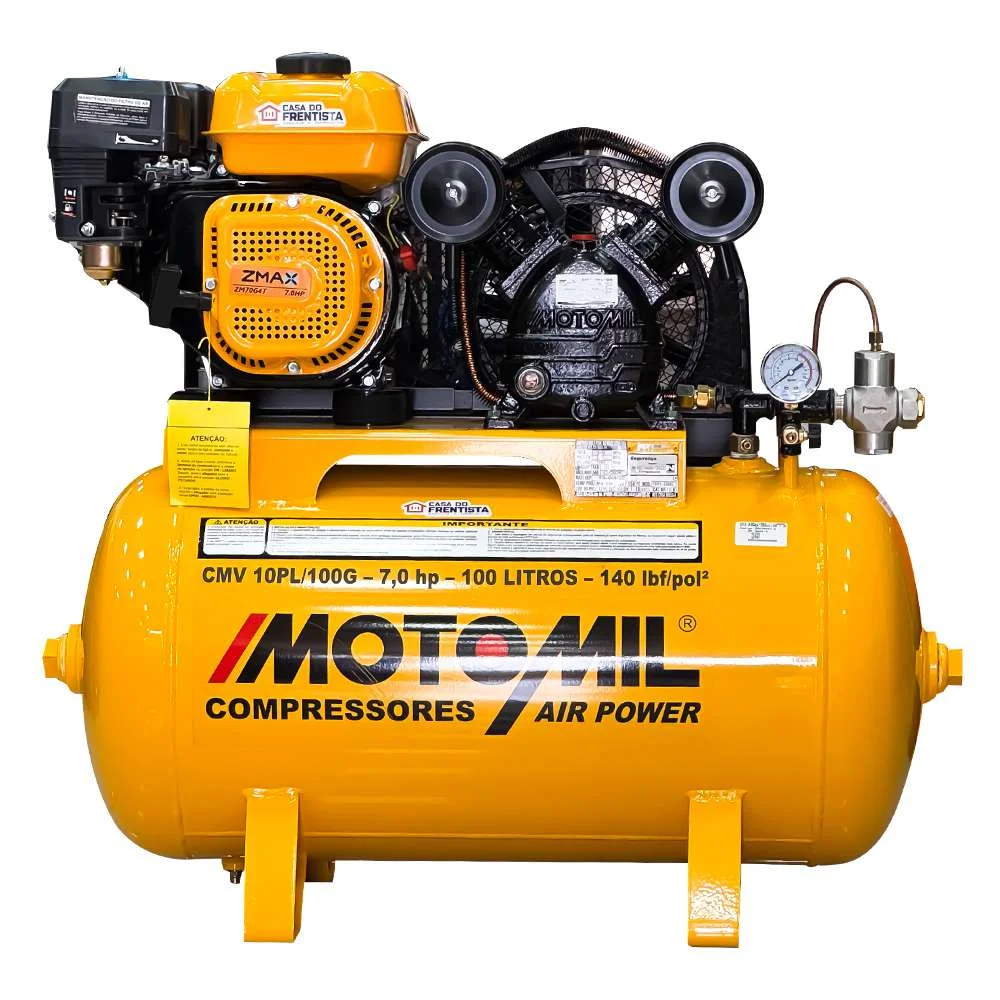 Compressor de Ar 10 Pés a Gasolina 7 Hp 100L Air Power Motomil