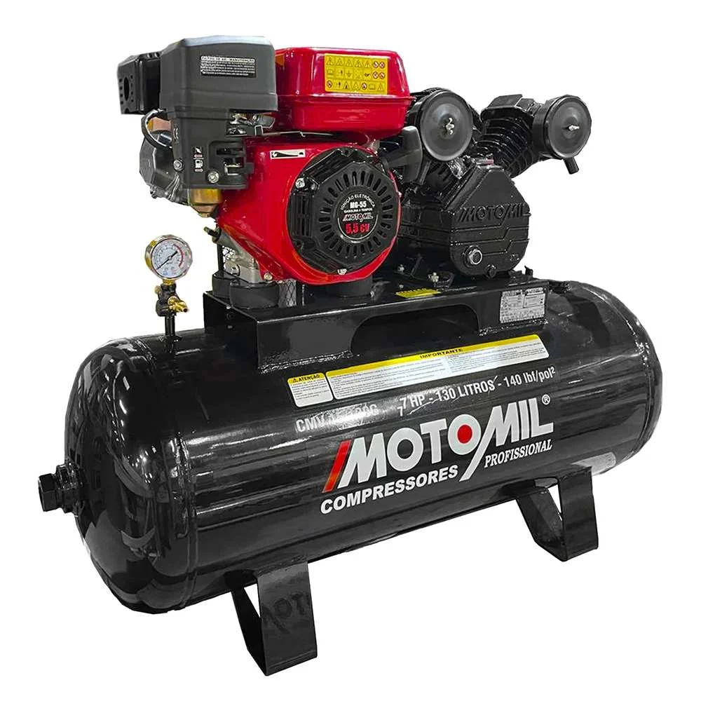 Compressor de Ar 15 Pés a Gasolina 7 Hp 130L Motomil