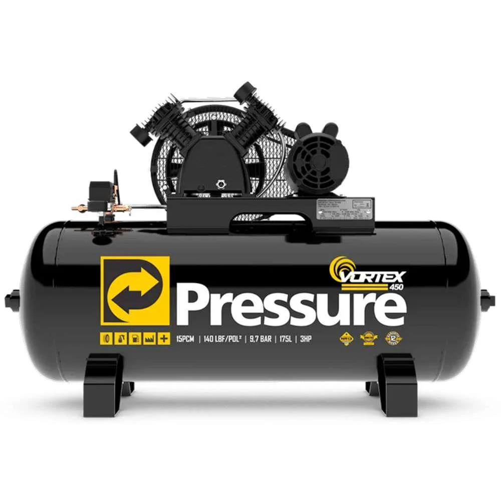 Compressor de Ar 15 Pes Vortex450 175L Mono