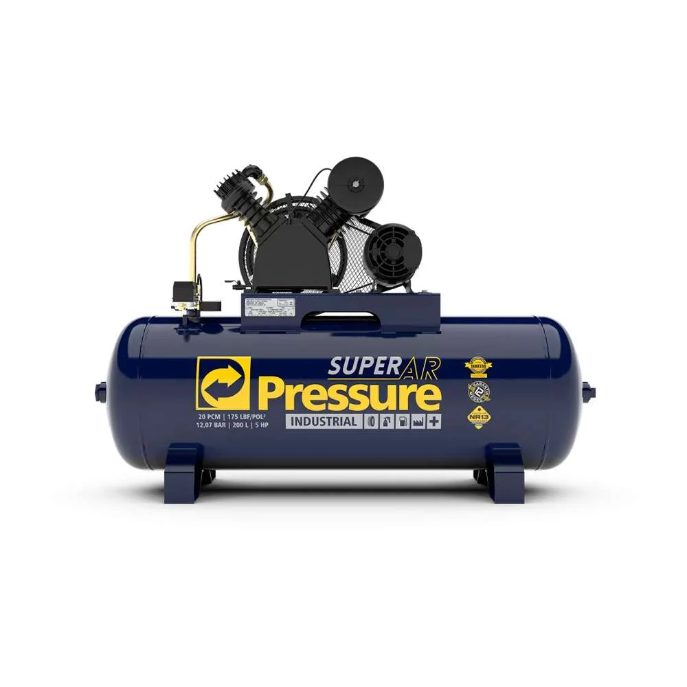 Compressor de Ar 20 Pés 175 Psi 200 Litros Trifásico 220/380V Pressure