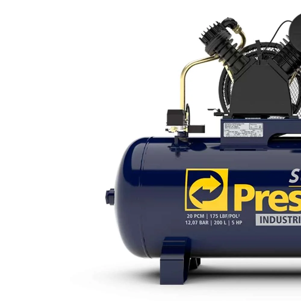 Compressor de Ar 20 Pés 175 Psi 200 Litros Trifásico 220/380V Pressure