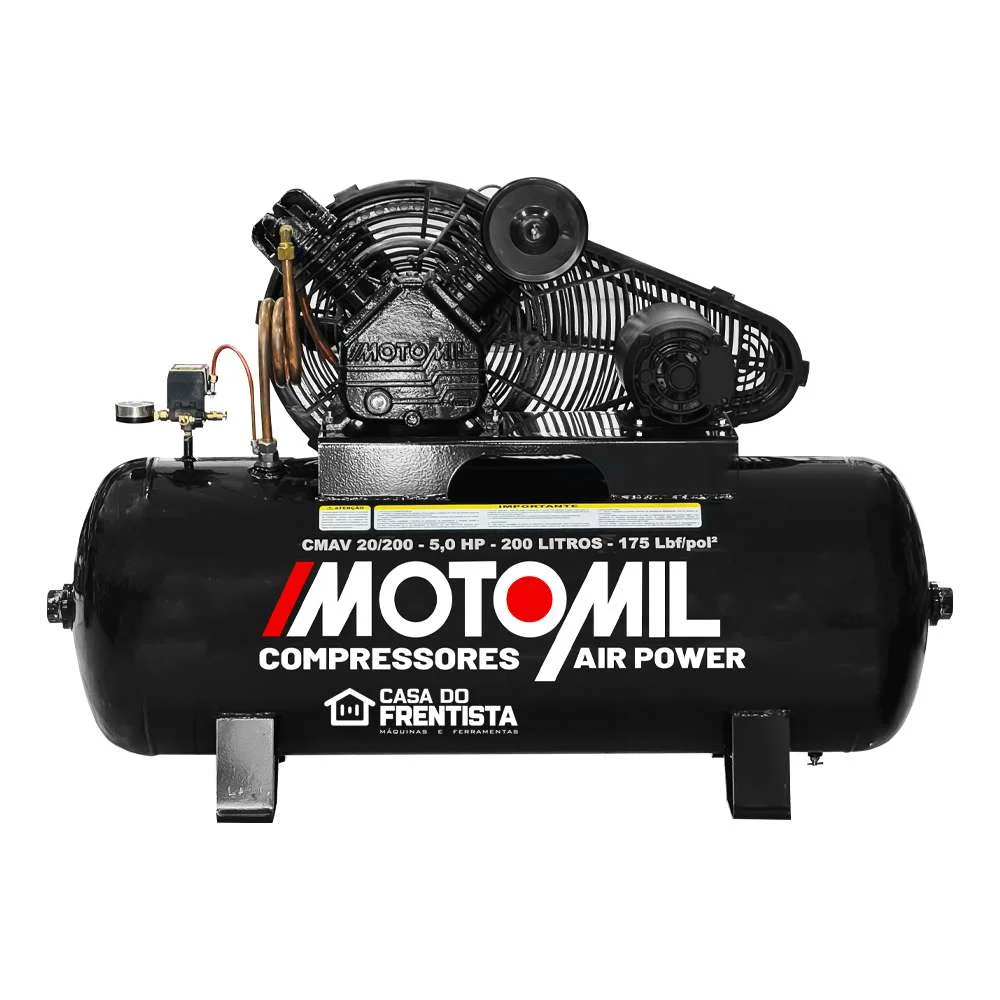 Compressor de Ar 20 Pés 175Lbs 200L 5,0Hp Motomil - 220V