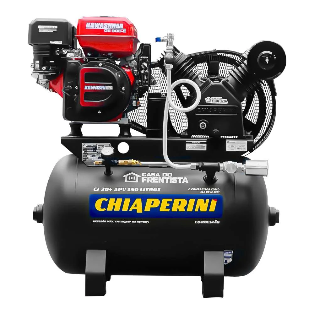 Compressor de Ar 20 Pés À Gasolina 175Psi 150L 9Hp Partida Elétrica Chiaperini