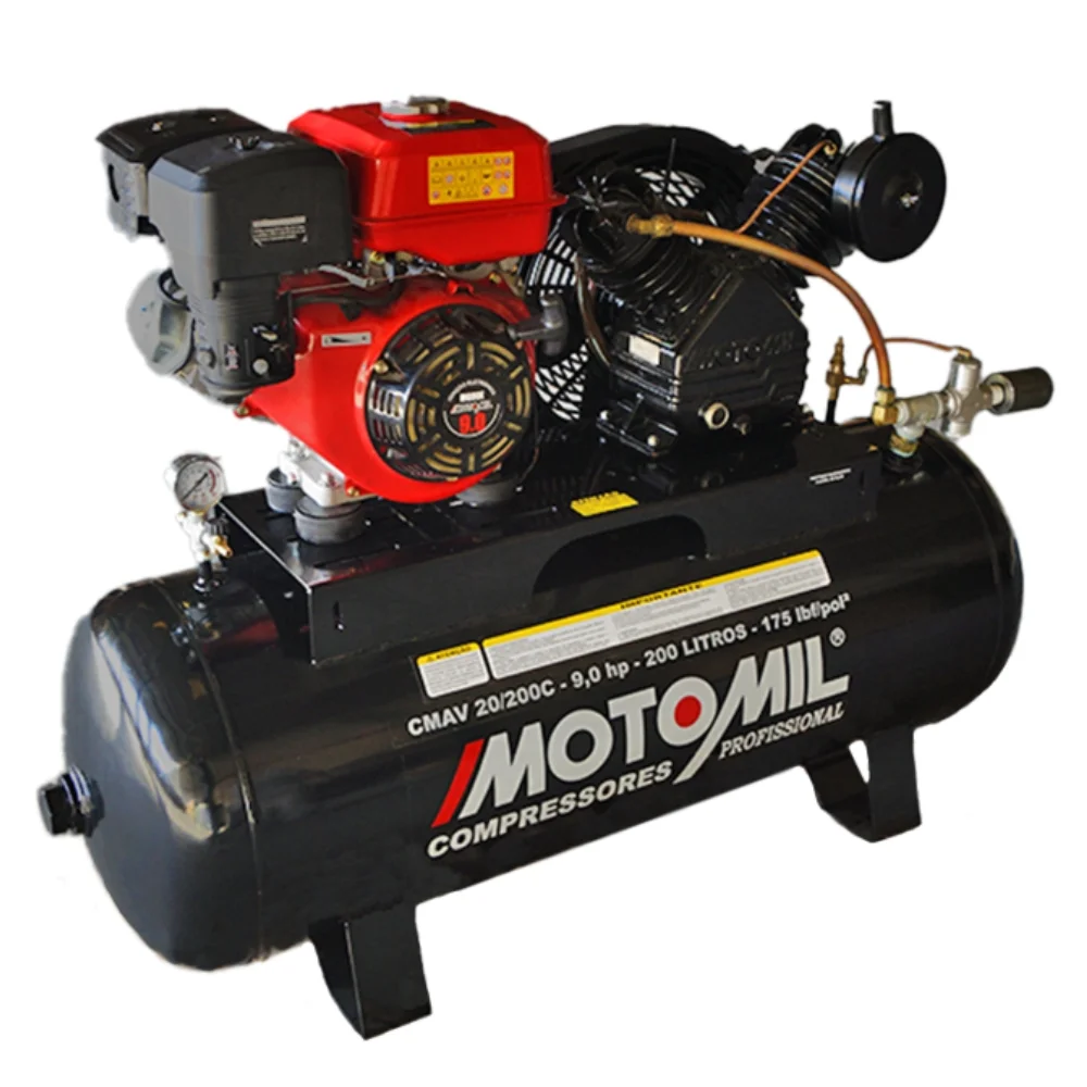 Compressor de Ar 20 Pés a Gasolina 7 HP 200L Motomil