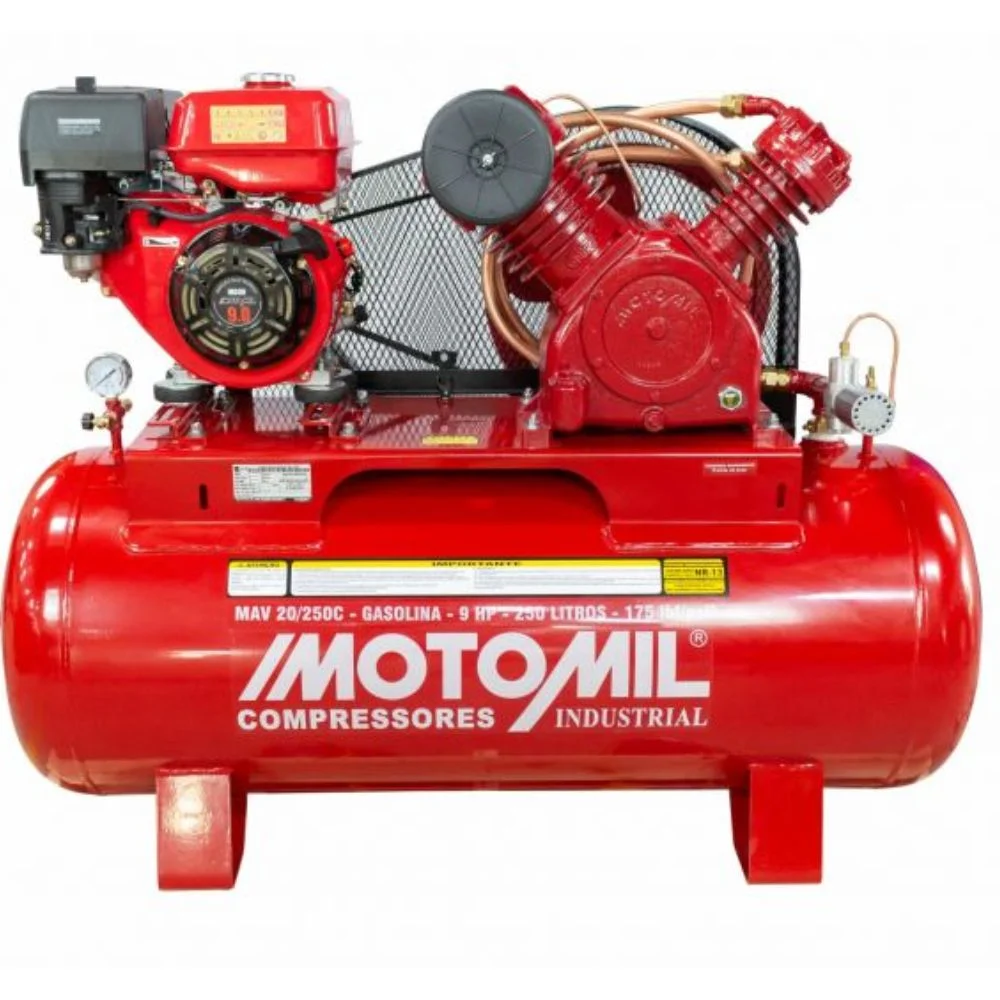 Compressor de Ar 20 Pés a Gasolina 7 HP 250L Motomil