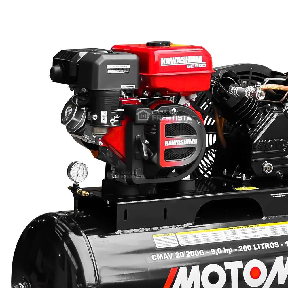 Compressor de Ar 20 Pés a Gasolina 9 Hp 200L Motomil