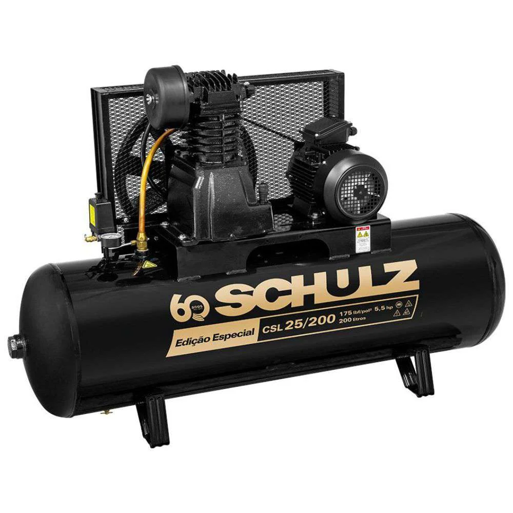 Compressor de Ar 25 Pés 175Psi 5,5Hp 173L Trifásico Schulz