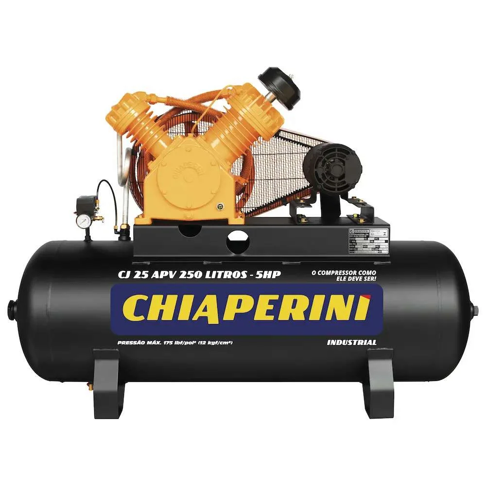 Compressor de Ar 25 Pés 250L 5Hp 175 Lbf/Pol² 220/380V Chiaperini